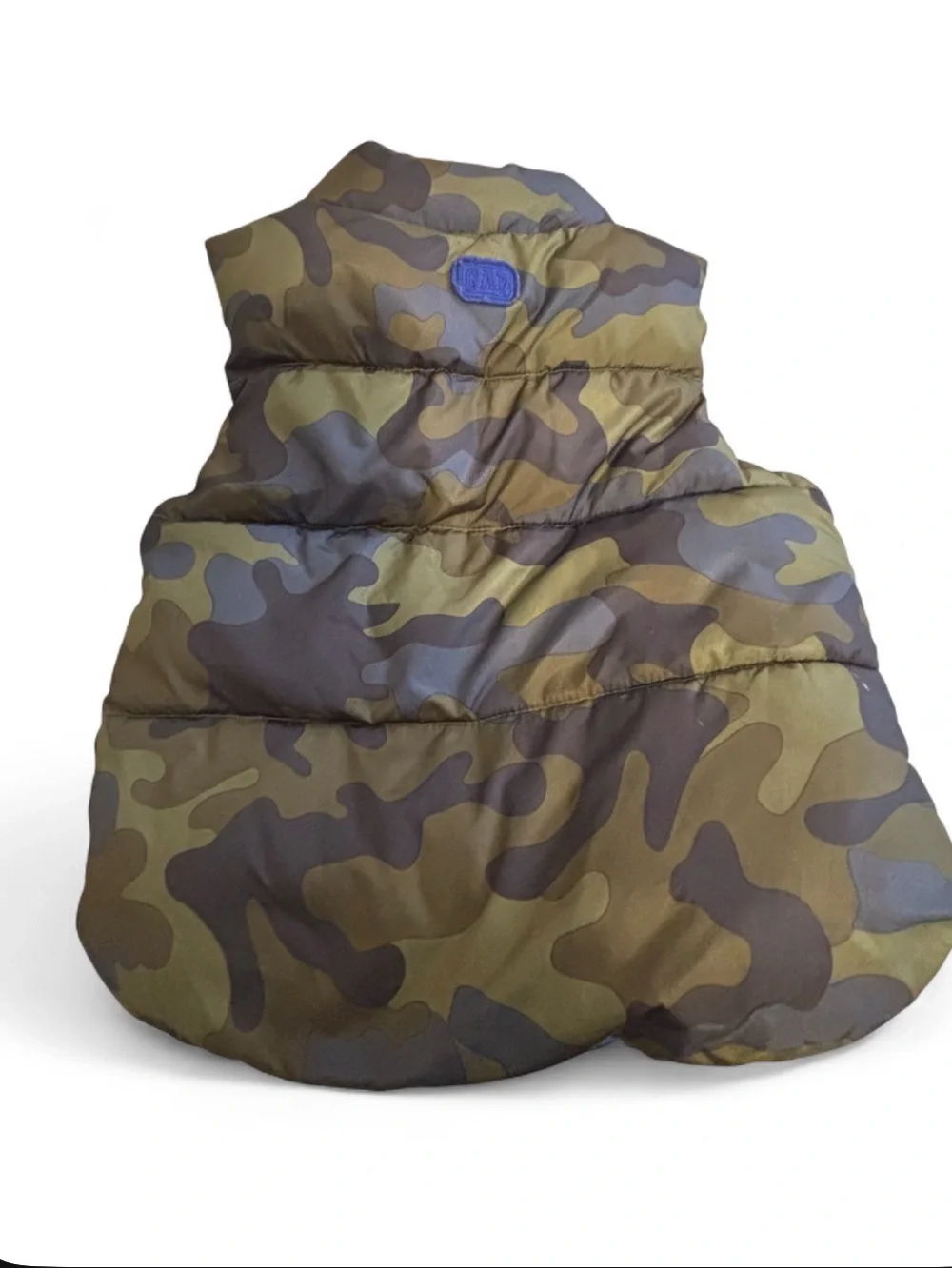 GAP Boys Camouflage Puffer Vest with Blue Lining